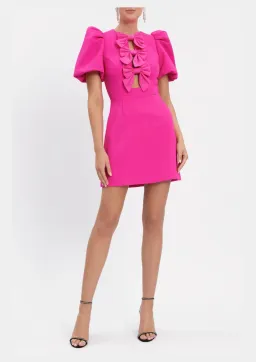 Rebecca Vallance Cecily Bow Mini Dress Hot Pink Size 8 for rent on The Volte - image 1