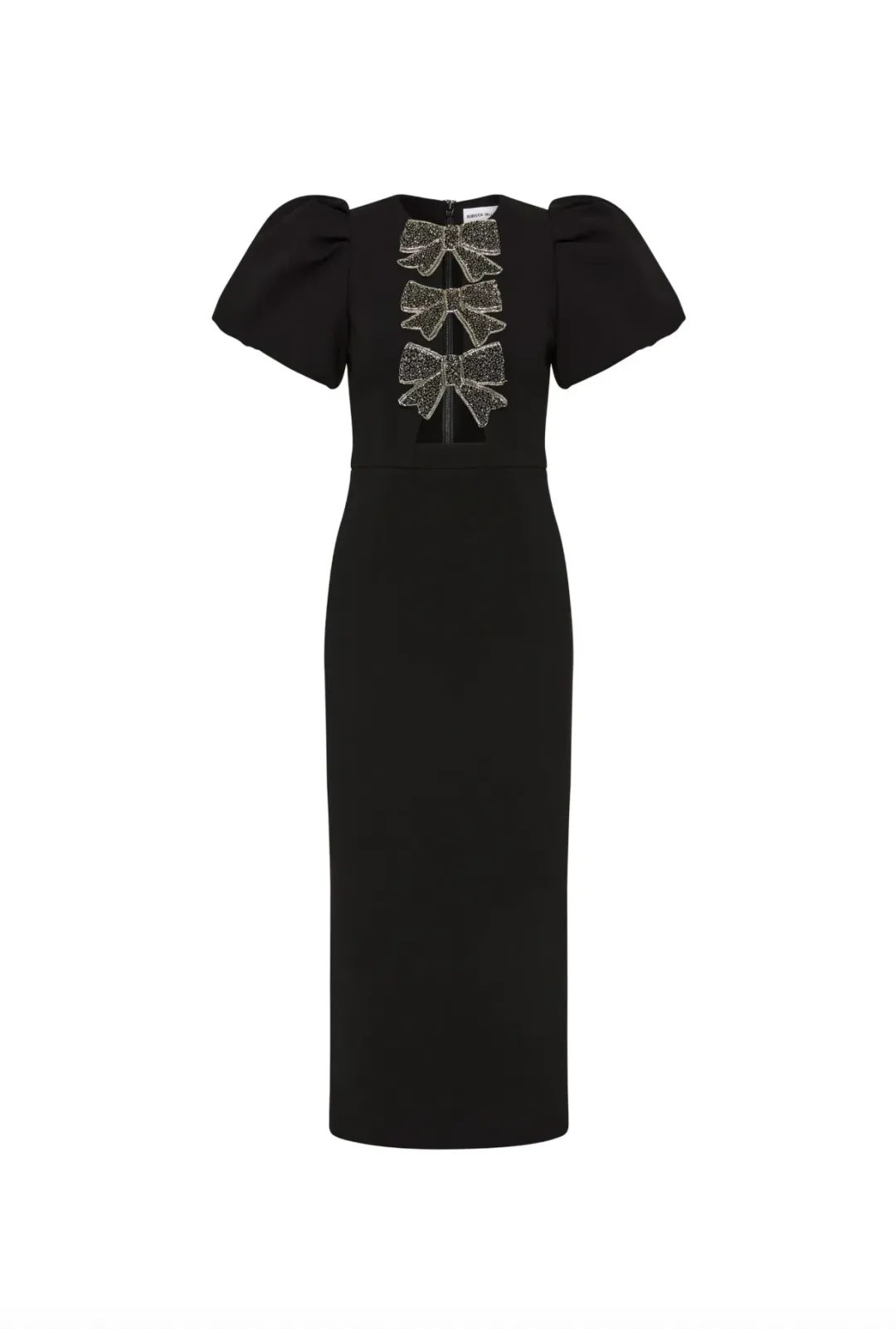 Rebecca Vallance Eliana Puff Sleeve Midi Dress Black Size AU 14 for rent on The Volte - main image