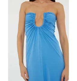 Christopher Esber Arced Palm Strapless Dress in Boston Blue Size AU 10 for rent on The Volte - image 2