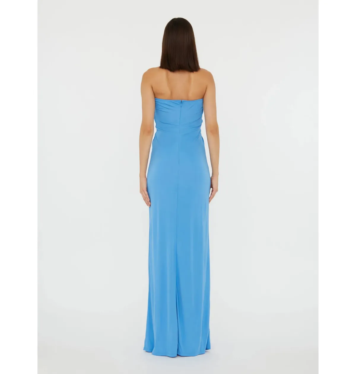 Christopher Esber Arced Palm Strapless Dress in Boston Blue Size AU 10 - Image 3