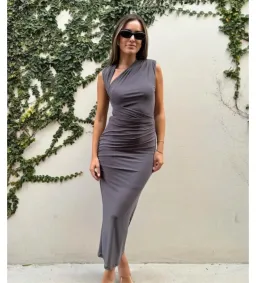 Misha Tillie Mesh Midi Dress in Slate Size 8 for rent on The Volte - image 5