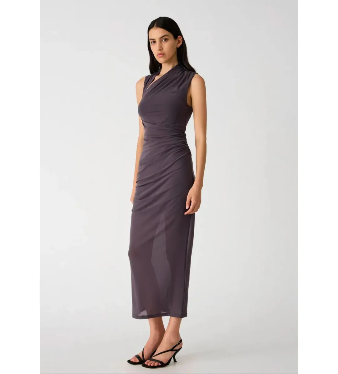 Misha Tillie Mesh Midi Dress in Slate Size 8 for rent on The Volte - main image