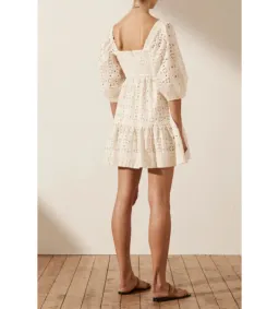 Shona Joy Fryda Broderie Anglaise Mini Dress Cream Size S / AU 8 for rent on The Volte - image 3
