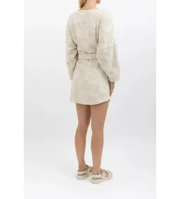 Lucy Folk Towelling Long Sleeve Mini Dress Skyline Ecru Size S / AU 8 for rent on The Volte - image 5