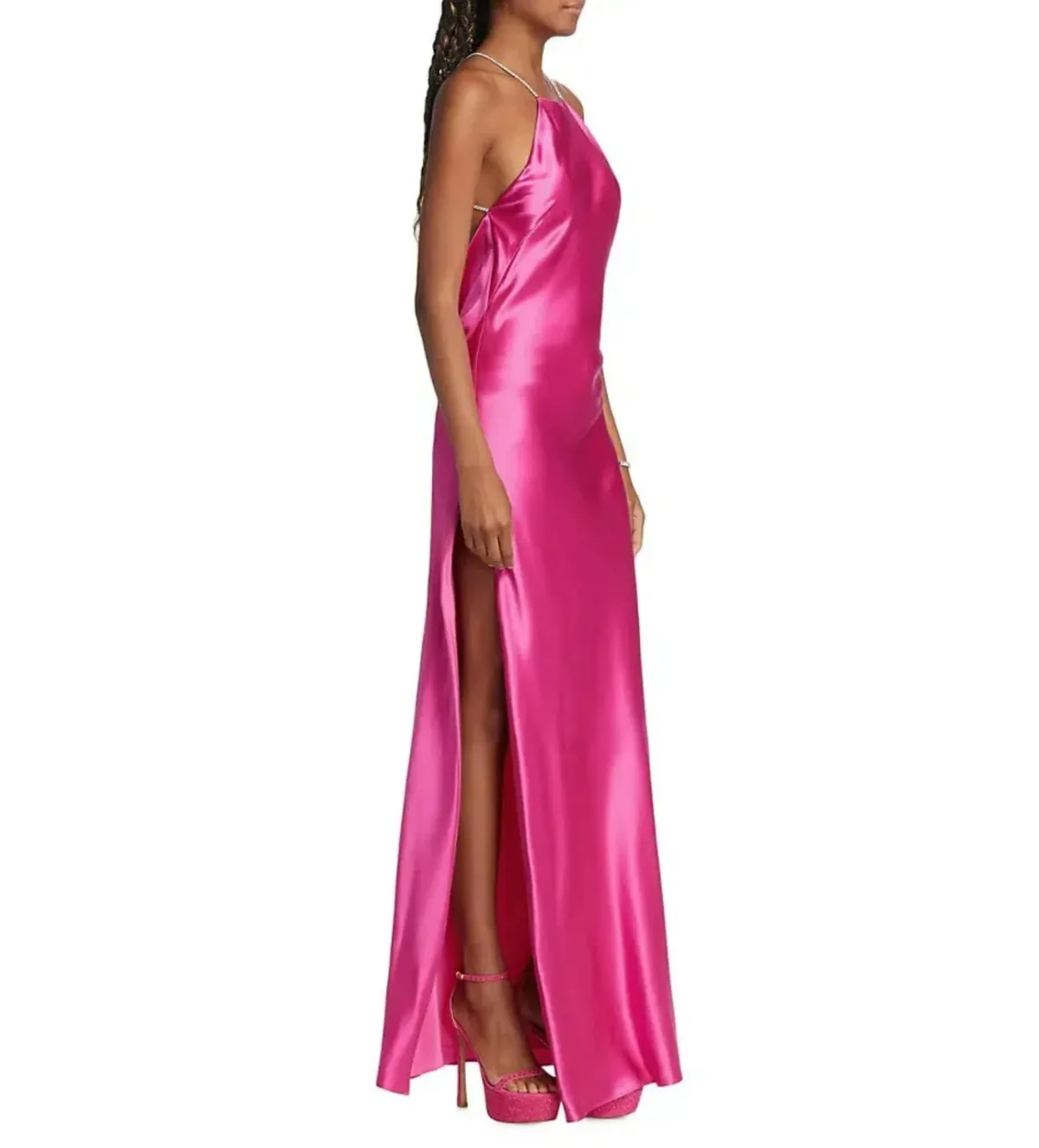 Michael Lo Sordo Charlie Bias Halter Dress Pink Size AU 8 - Image 2