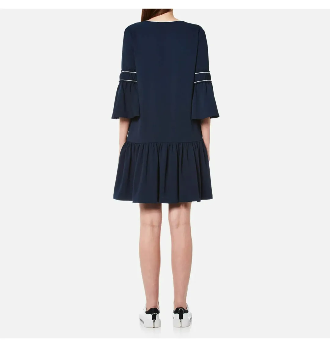 Ganni Clark Dress Total Eclipse Bell Sleeves Navy Blue Size 38 / AU 10 for rent on The Volte - main image