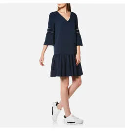 Ganni Clark Dress Total Eclipse Bell Sleeves Navy Blue Size 38 / AU 10 for rent on The Volte - image 3