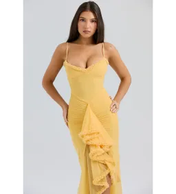 House of CB Gabbi Ruffled Front Gown Apricot Size M / AU 10 for rent on The Volte - image 3