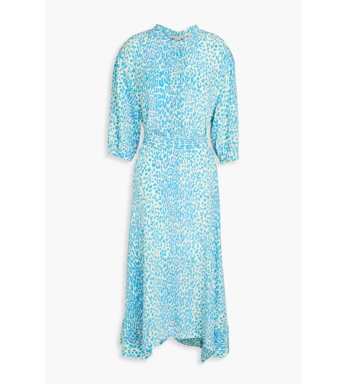Stella McCartney Leopard Print Silk Dress Blue Size AU 6 - Image 3