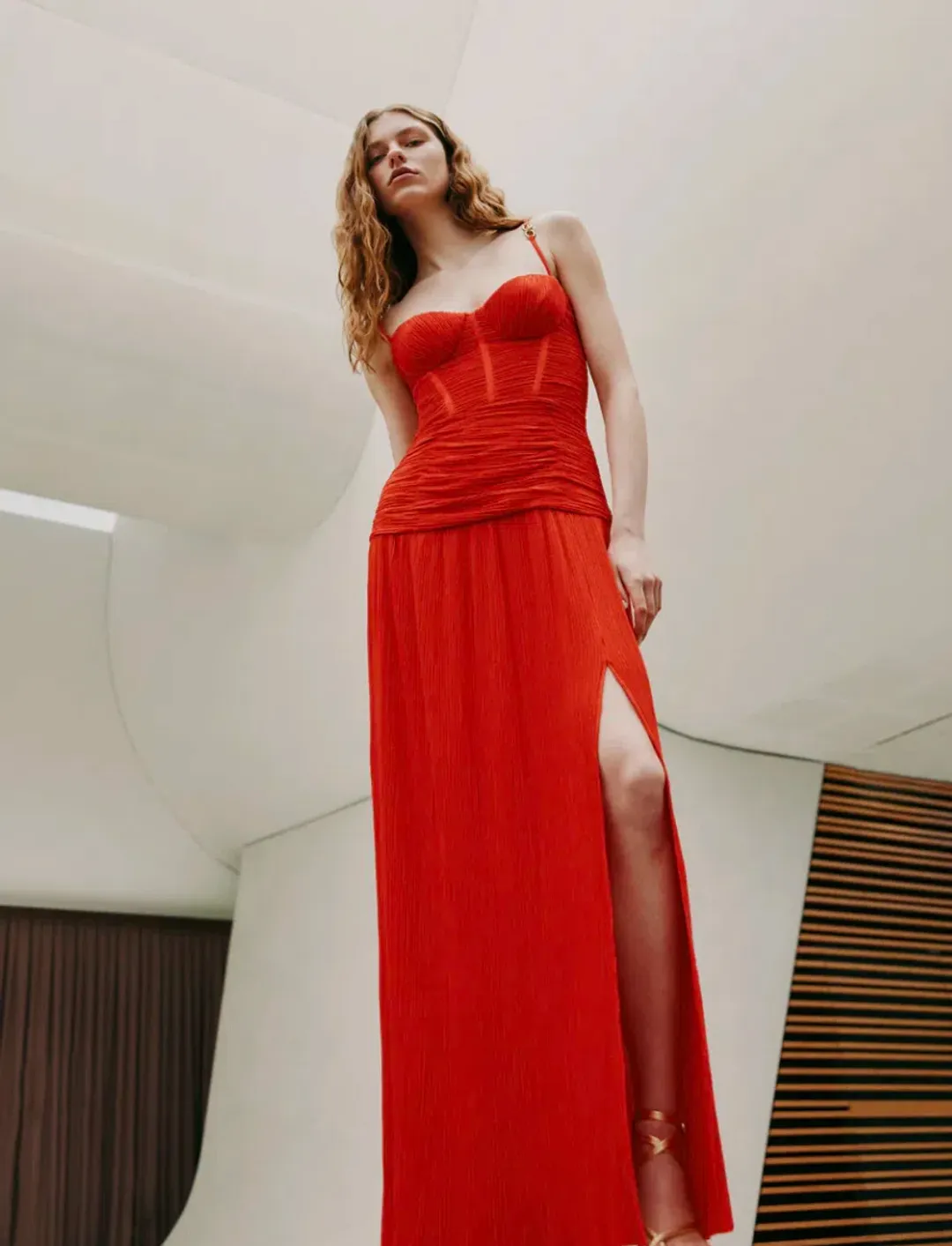 Manning Cartell Double Time Pleat Dress Red Size AU 6 for rent on The Volte - main image