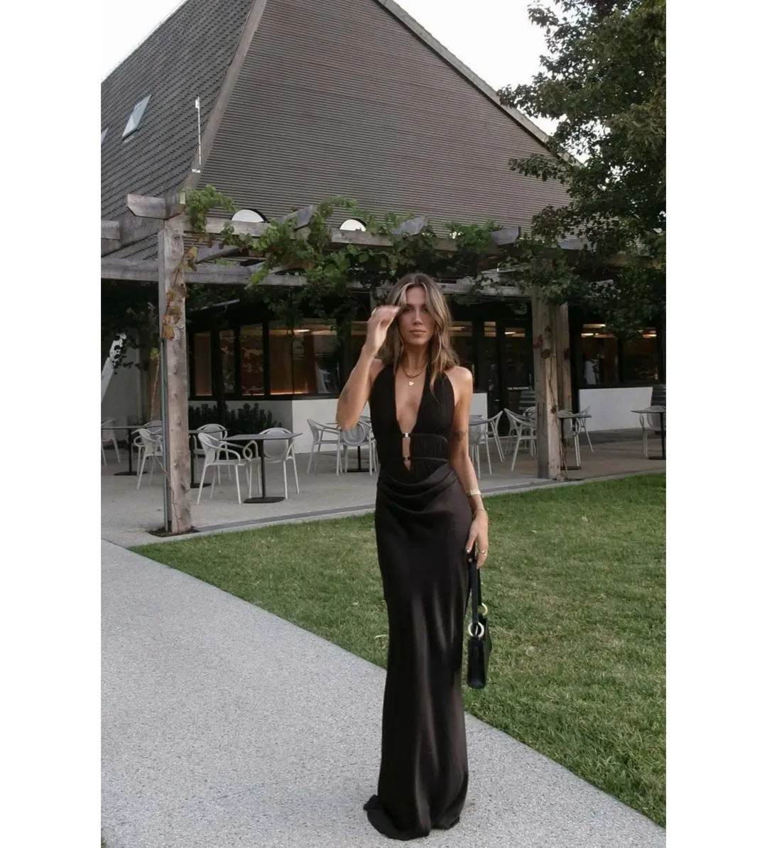 Misha Celine Maxi Dress Black Size 10/M for rent on The Volte - main image