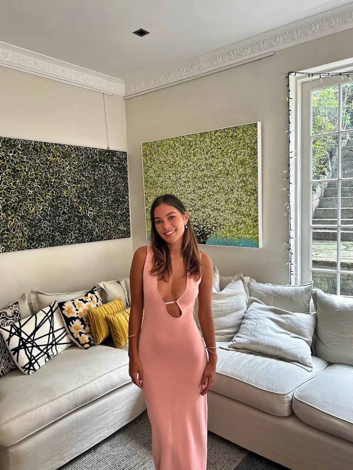 Sir the Label Kinetic Beaded Maxi Dress Pink Size 0 / AU 6 for rent on The Volte - main image