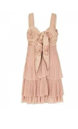 Camilla and Marc c&m Kamille Mini Dress Tiered Bow Pleated Beige Tan AU 10 / us 6 for rent on The Volte - image 2