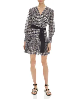 Sandro Dress Rolly Embroidered Broderie Anglaise Mini Dress Navy Beige Size 36 / AU 8 for rent on The Volte - image 1