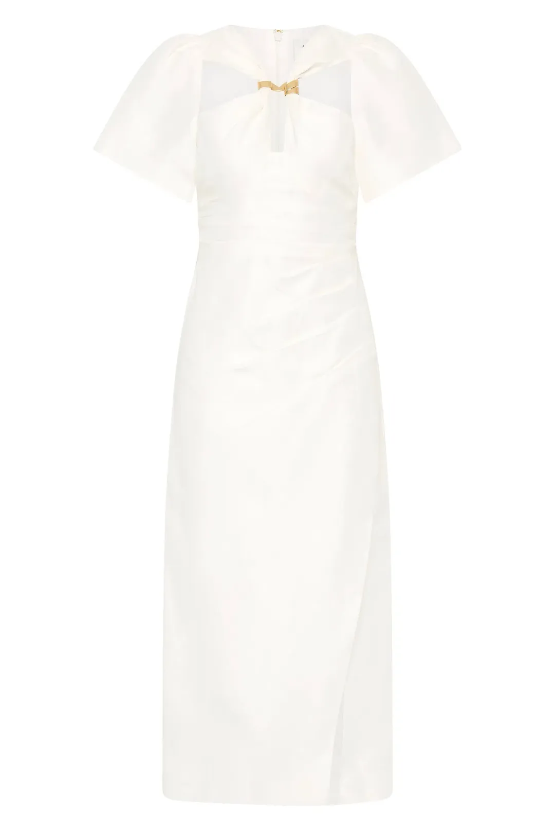 Aje Presence Twisted Midi Dress Ivory Size 12 for rent on The Volte - main image
