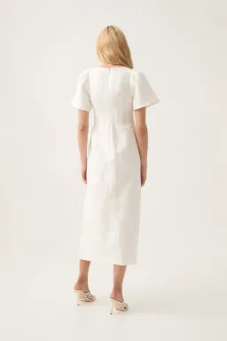 Aje Presence Twisted Midi Dress Ivory Size 12 for rent on The Volte - image 3