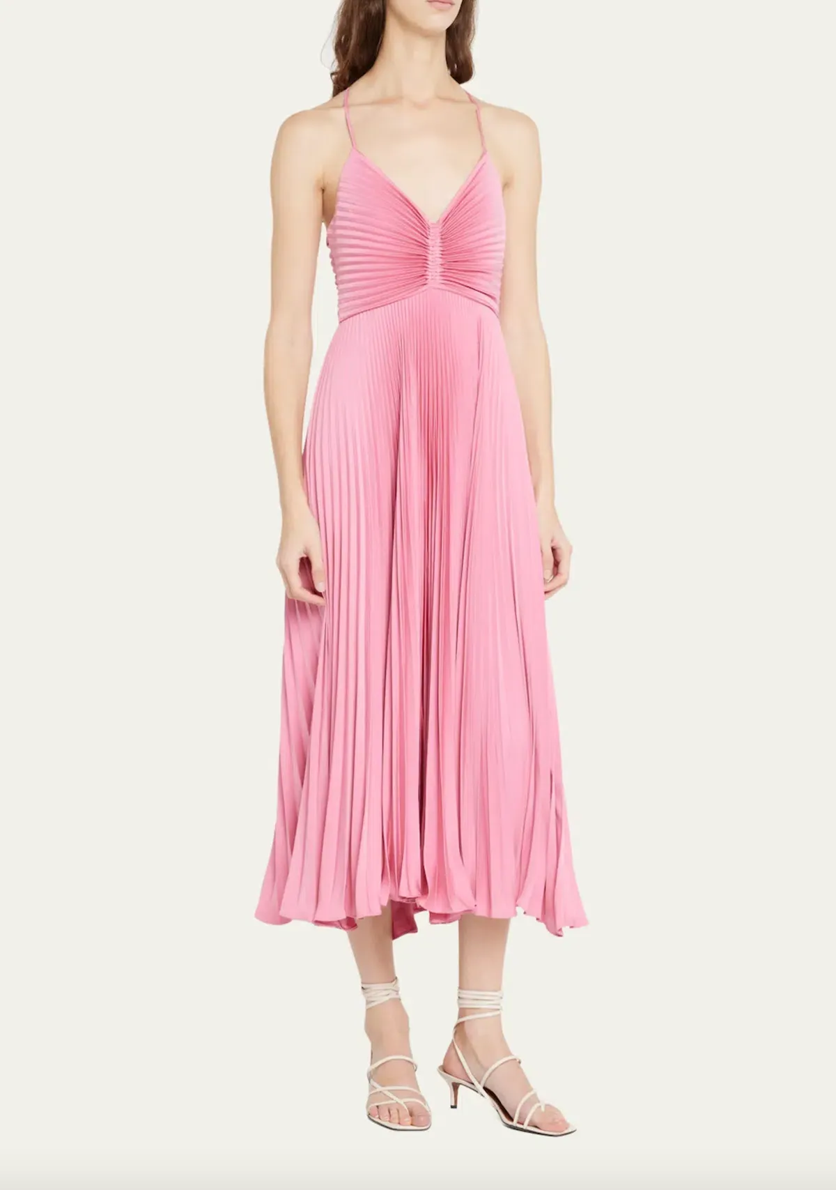 A.L.C. Gemini Pleated Tie Back Long Dress Chateau Rose Pink Size AU 10 - Image 5