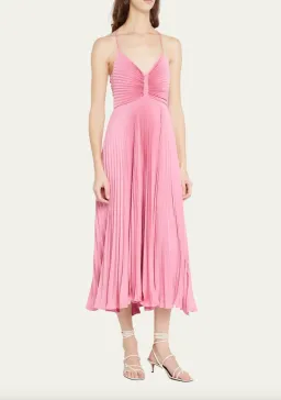 A.L.C. Gemini Pleated Tie Back Long Dress Chateau Rose Pink Size AU 10 for rent on The Volte - image 5