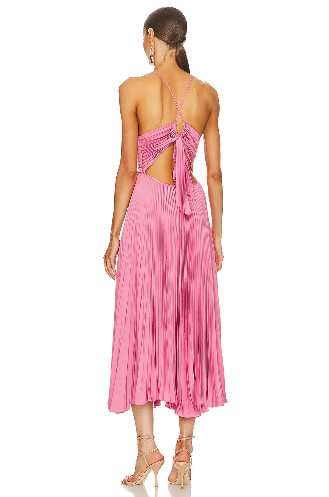A.L.C. Gemini Pleated Tie Back Long Dress Chateau Rose Pink Size AU 10 for rent on The Volte - main image