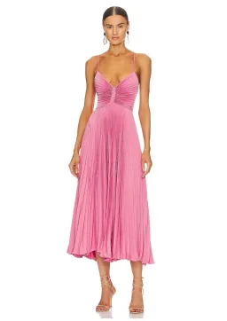 A.L.C. Gemini Pleated Tie Back Long Dress Chateau Rose Pink Size AU 10 for rent on The Volte - image 1