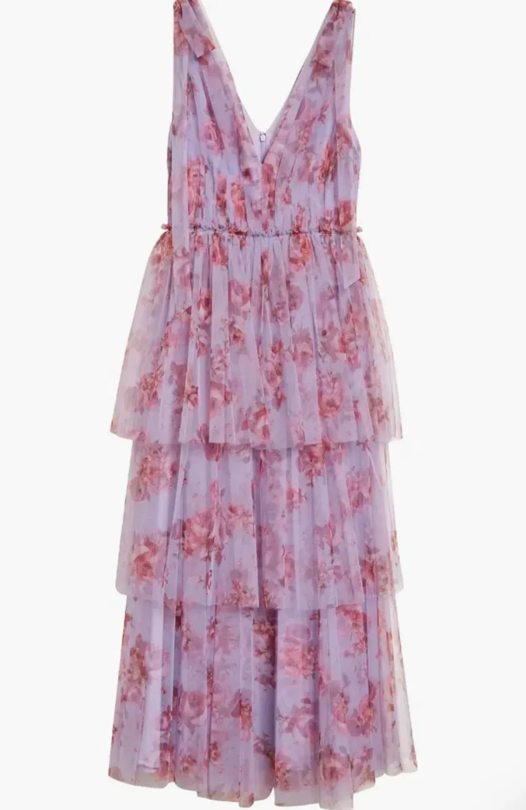 Lela Rose Floral Tiered Tulle Dress Purple Size AU 14 for rent on The Volte - main image