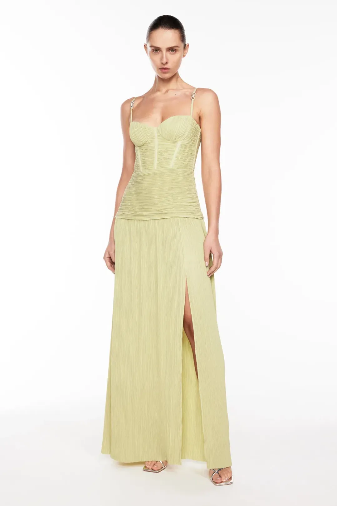 Manning Cartell Double Time Pleat Dress In Pistachio Size 8 for rent on The Volte - main image