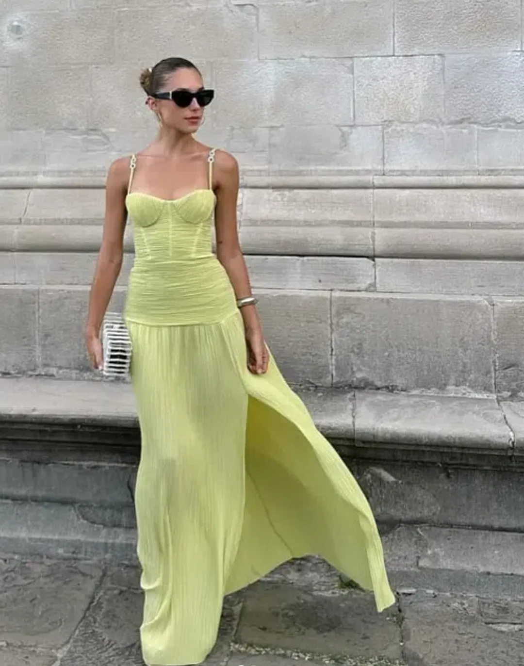Manning Cartell Double Time Pleat Dress In Pistachio Size 8 for rent on The Volte - main image