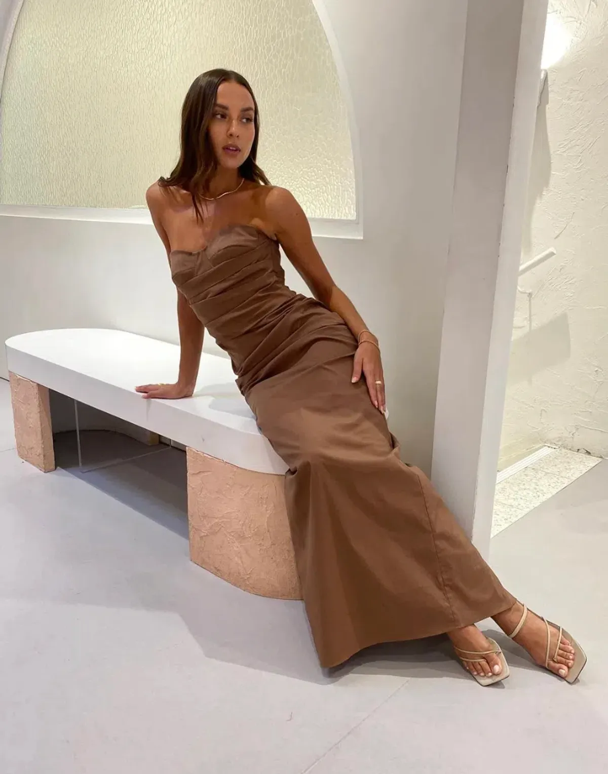 Sir The Label Alba Strapless Maxi Dress Gown in Mocha Brown Size 0 / AU 6 / XS - Image 5