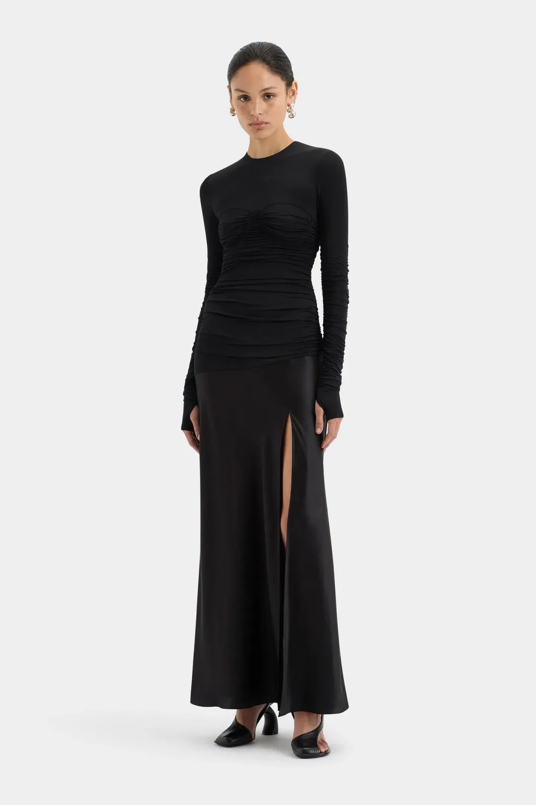Sir The Label Alessia Silk Draped Long Gown Black Size 0 / AU 6 / XS for rent on The Volte - main image