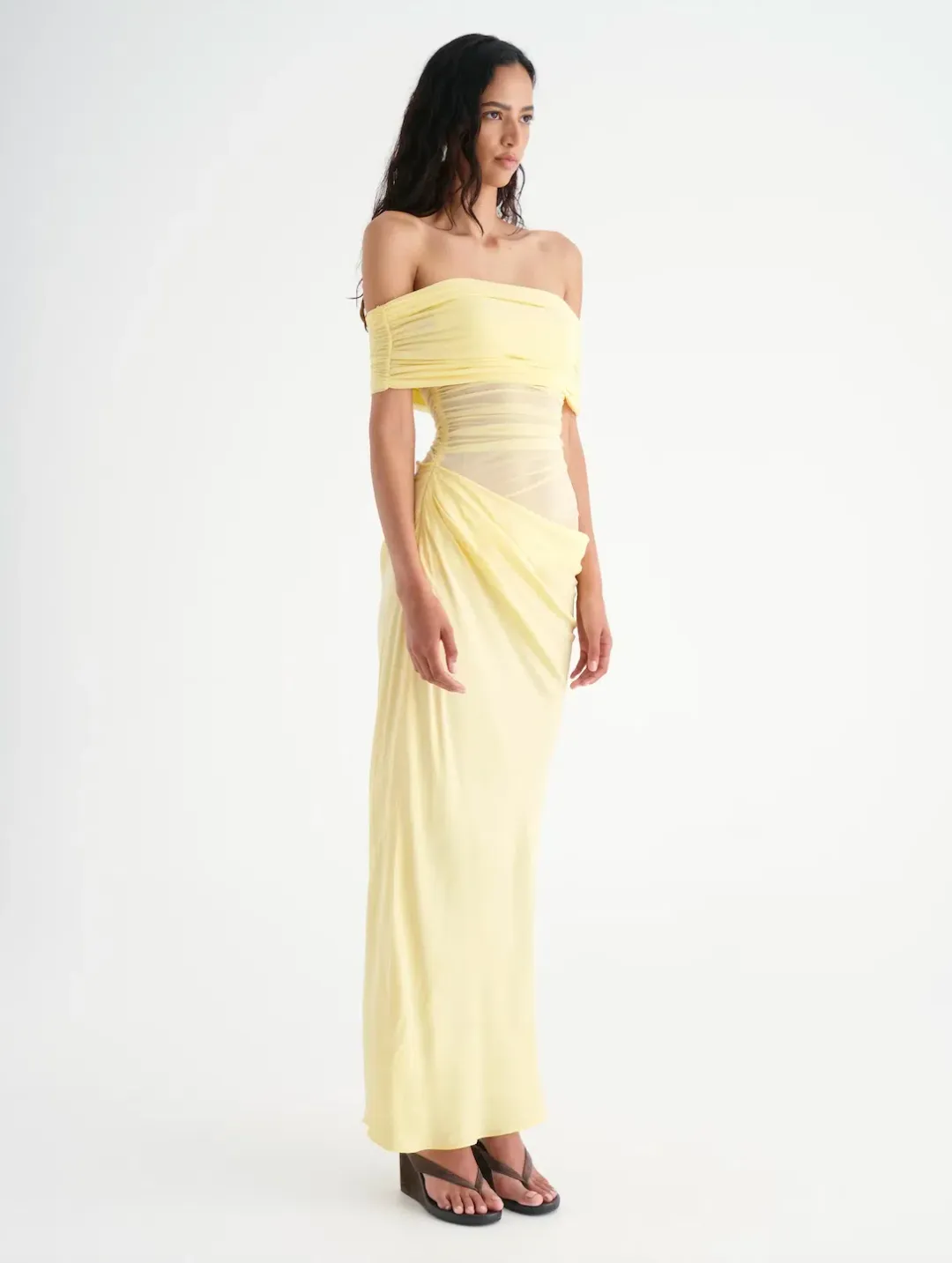 Benni Nico Off Shoulder Maxi Dress Yellow Size 8 / AU 8 for rent on The Volte - main image
