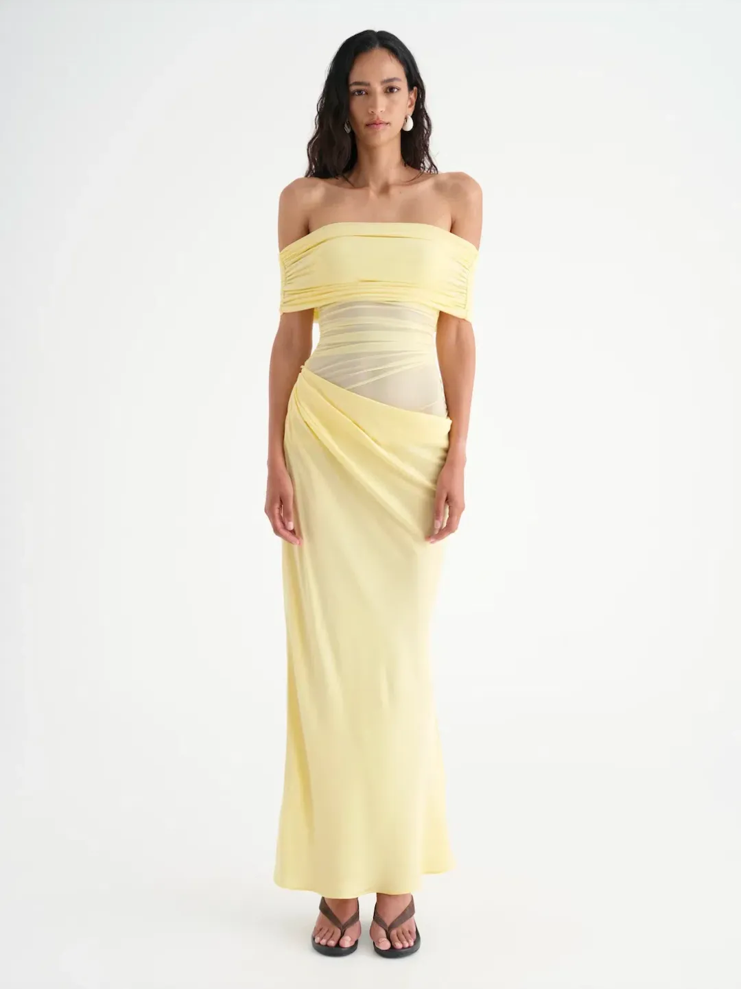 Benni Nico Off Shoulder Maxi Dress Yellow Size 8 / AU 8 for rent on The Volte - main image