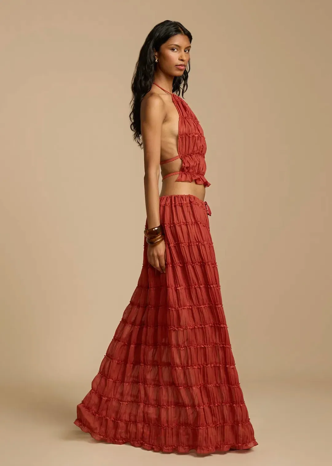 Arcina Ori Juliette Halter Top & Maxi Skirt Set Red Size S / AU 6-8 for rent on The Volte - main image