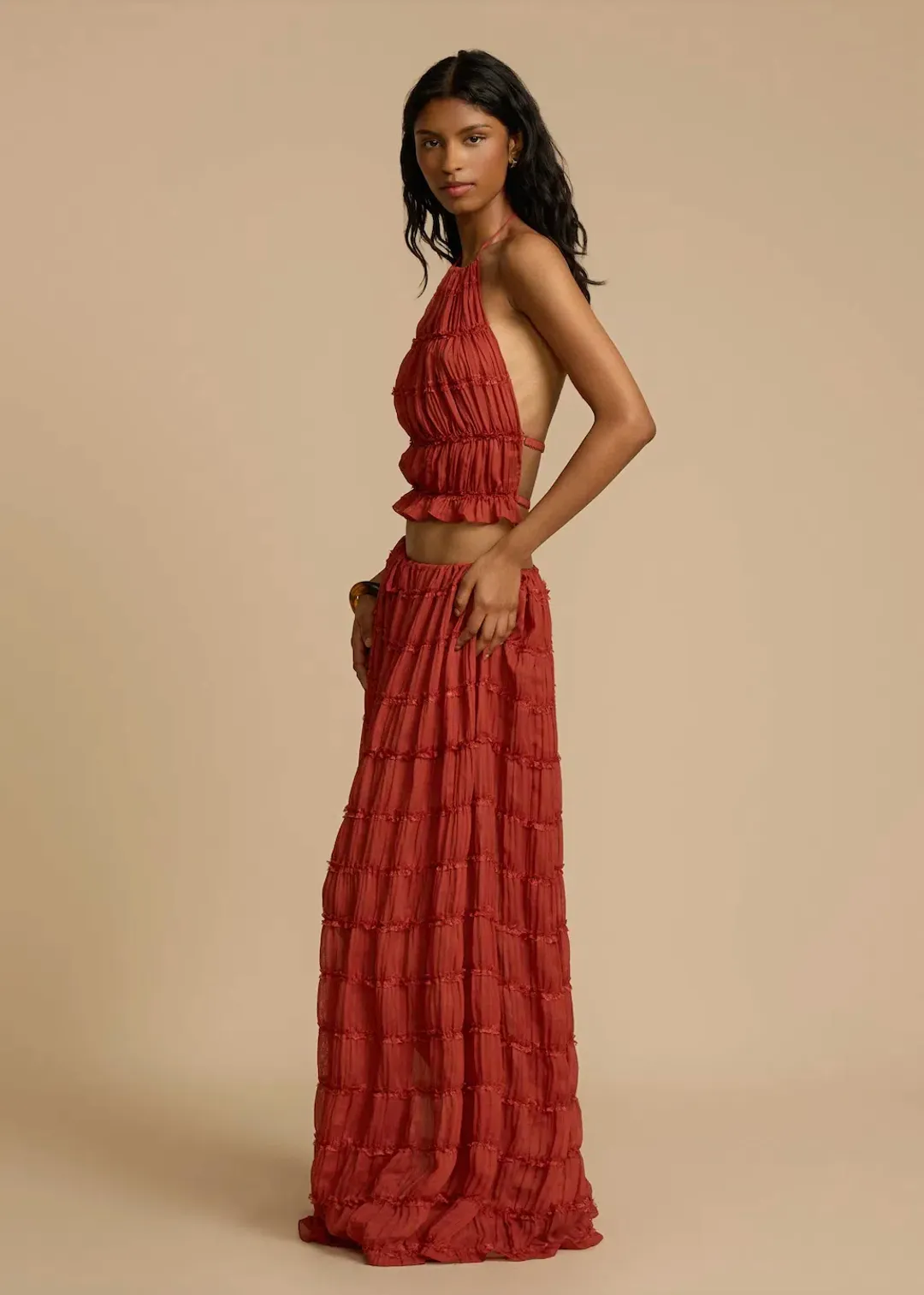 Arcina Ori Juliette Halter Top & Maxi Skirt Set Red Size S / AU 6-8 for rent on The Volte - main image