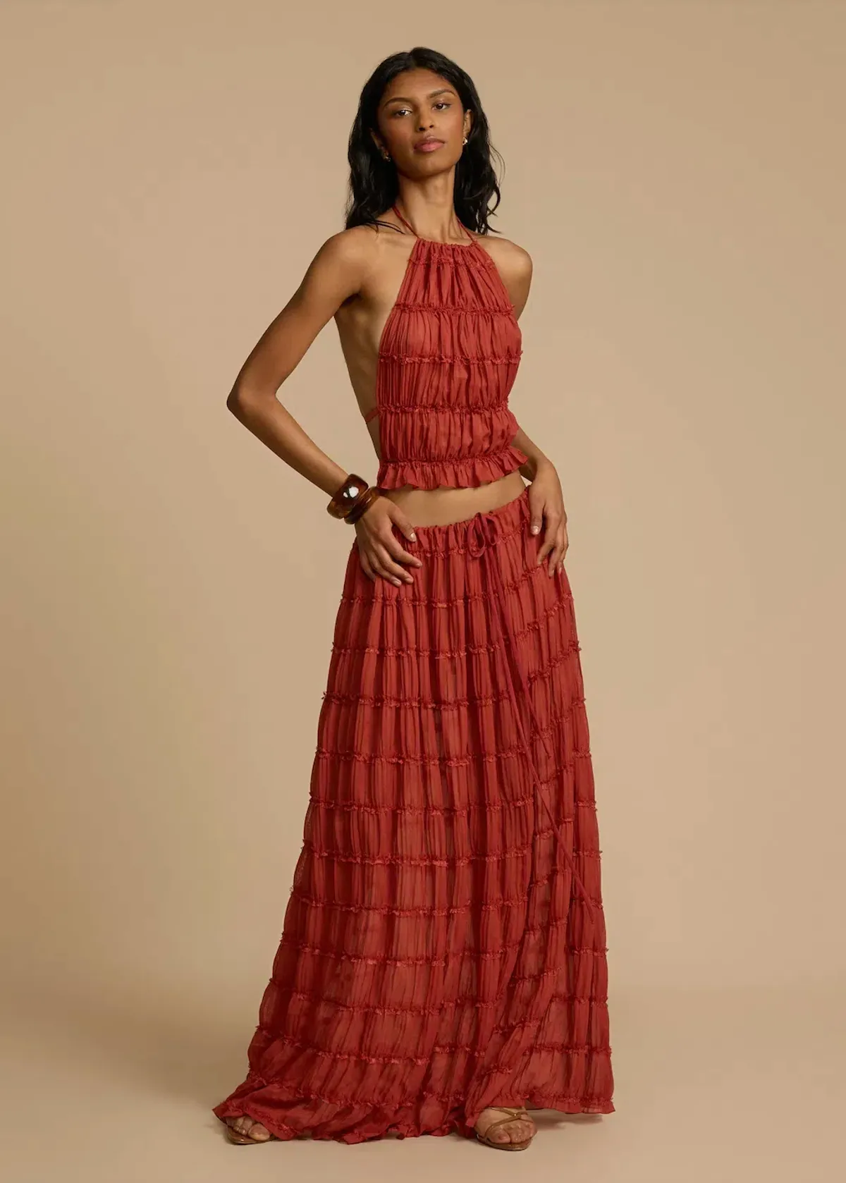 Arcina Ori Juliette Halter Top & Maxi Skirt Set Red Size S / AU 6-8 - Image 10