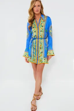 Alemais Linda Satin Mini Dress Blue Floral Size 12 for rent on The Volte - image 1