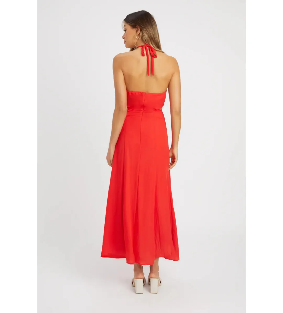 Kookai Hayman Cut Out Midi Dress Red Size AU 8 for rent on The Volte - main image