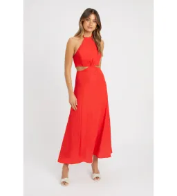Kookai Hayman Cut Out Midi Dress Red Size AU 8 for rent on The Volte - image 1