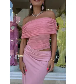 Benni Nico Off Shoulder Maxi Dress Pink Size AU 10 for rent on The Volte - image 2
