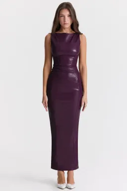 House of CB Sahara Vegan Leather Maxi Dress Merlot Size XS for rent on The Volte - image 1