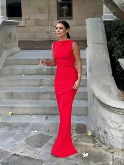 Effie Kats Gabbi Gown Cherry Red Size AU 10 for rent on The Volte - image 3