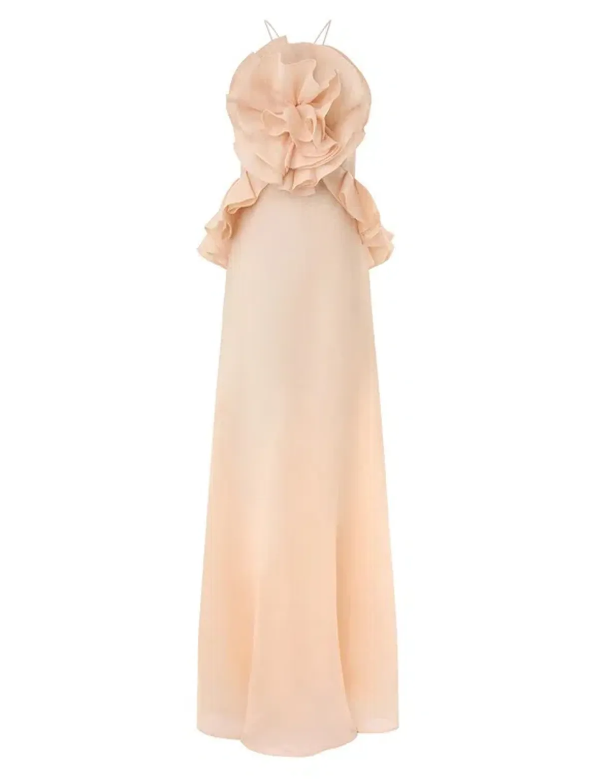 Zimmermann Crush Ruffle Halter Maxi Dress in Peach Size 1 / AU 10 - Image 1