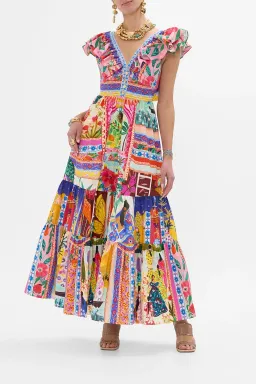 Camilla Roeqiya's Realm Tiered Maxi Dress With Neck Frill Print Size M / AU 12 for rent on The Volte - image 1