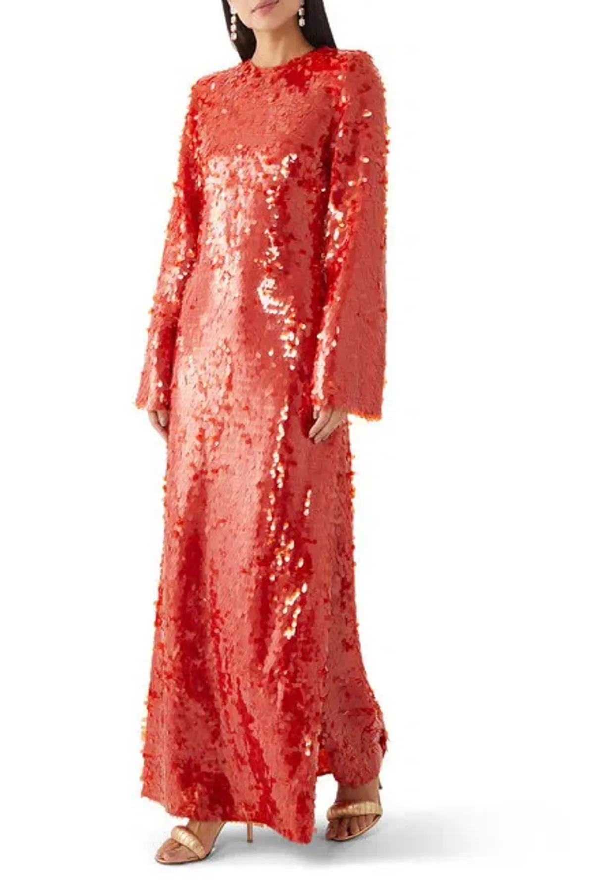 Alemais Geanie Long Sleeve Sequin Gown Red Size 8 AU - Image 2