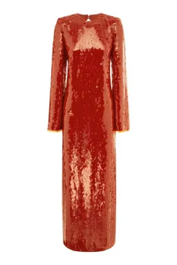 Alemais Geanie Long Sleeve Sequin Gown Red Size 8 AU for rent on The Volte - image 8