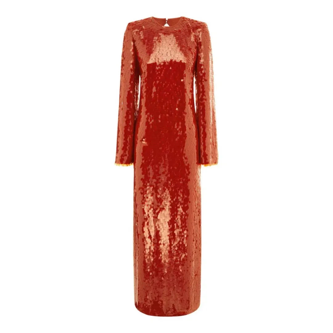 Alemais Geanie Long Sleeve Sequin Gown Red Size 8 AU for rent on The Volte - main image