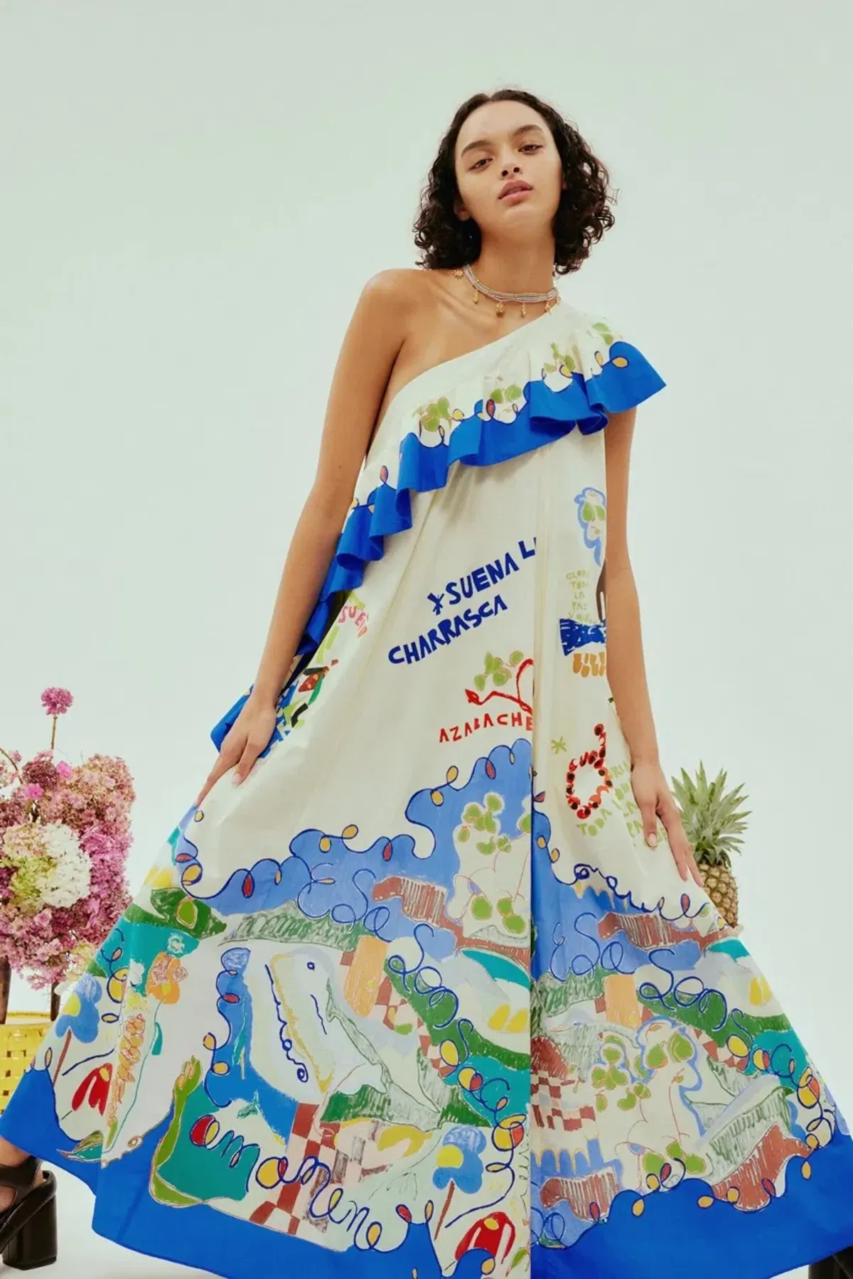 Alemais Nadia One Shoulder Ruffle Dress Print Size 10 - Image 2