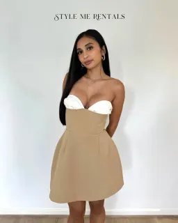 Odd Muse The Ultimate Muse Bardot Mini Dress Camel Size XS / AU 6 for rent on The Volte - image 3