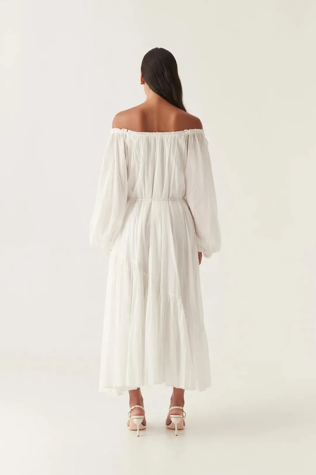 Aje Avani Smock Midi Dress Ivory Size 10 for rent on The Volte - main image