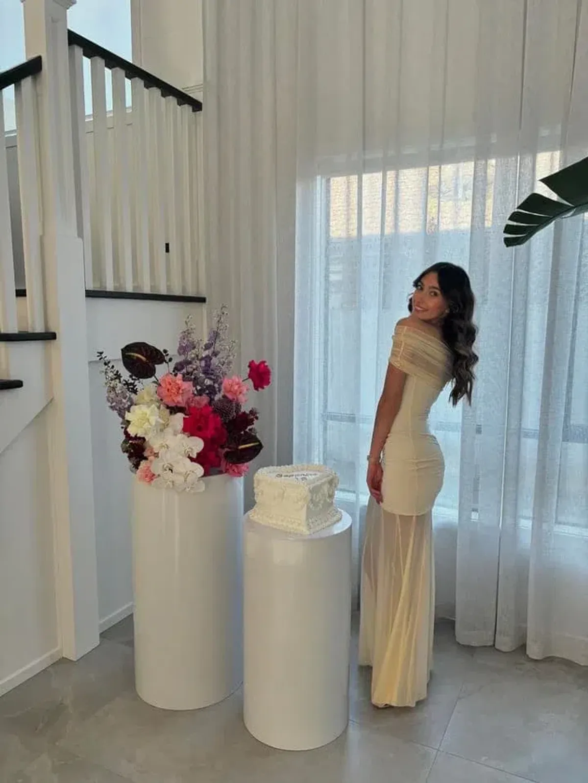 Meshki Caspian Slinky And Mesh Off Shoulder Maxi Dress Ivory Size M / AU 10 - Image 7