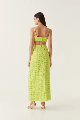Aje Quintette Textured Bralette & Midi Skirt Set Light Lime Green Size 8 for rent on The Volte - image 3